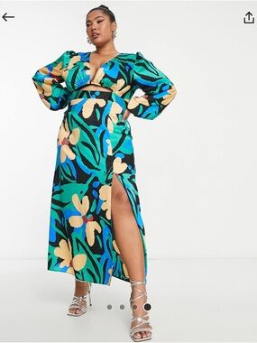 ASOS | Dresses | Asos Design Tall Chiffon High Neck Double Layer Maxi Dress  In Lime | Poshmark